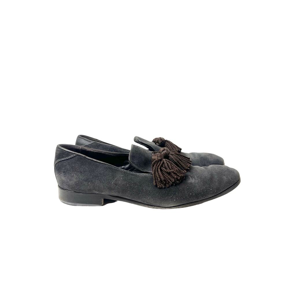 Jimmy Choo Brown Suede and Leather Foxley Tassel Loafers, Size 46